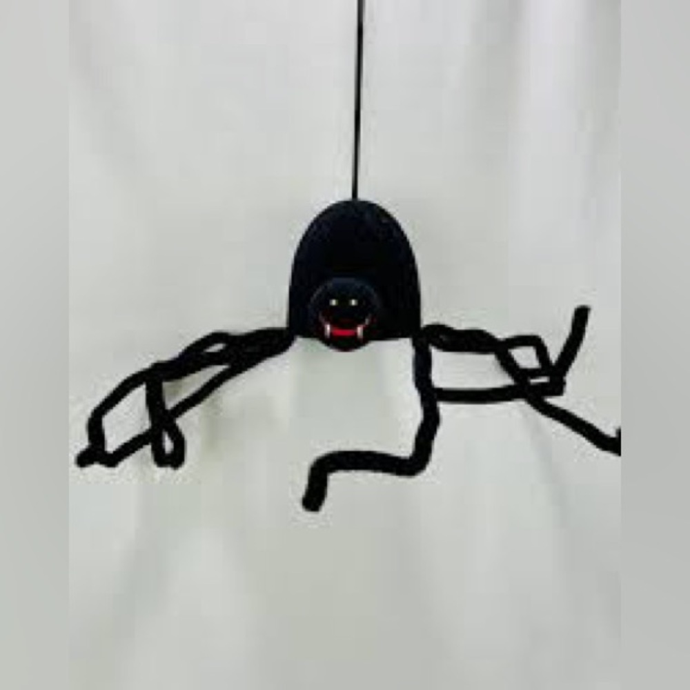 Vintage Flocked Black Spider Goblin Halloween Sound Sonic Eyes Light Green Shake